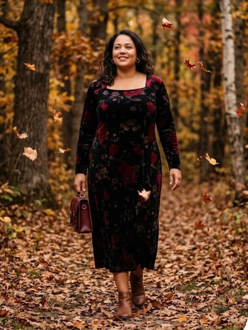 VTG 90s Kathie Lee Velvet Floral Maxi Dress XL Whimsigoth Grunge Gothic Fall